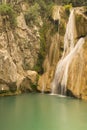 Famous touristic destination Kadi waterfall in polilimnio Greece. Royalty Free Stock Photo