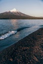 Osorno vulcano at sunset in Llanquihue lake