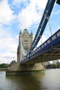 The Tower Bridge of London and the skyline along the Thames river, United Kingdom Royalty Free Stock Photo