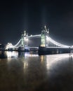 Famous Tower Bridge over Thames River in London, UK ay nighttime Royalty Free Stock Photo