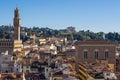 Palazzo Vecchio and Church Orsanmichele. Aerial view. Florence Royalty Free Stock Photo