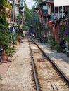 famous train street in Hanoi, Vietnam