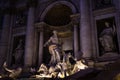 The famous Trevi Fountain illuminated by its night lighting in Rome Royalty Free Stock Photo