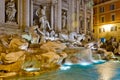 The famous Trevi Fountain at night, Rome Royalty Free Stock Photo