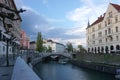 The famous Triple Bridge across the Ljubljanica River with Franc