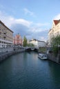 The famous Triple Bridge across the Ljubljanica River with Franc