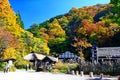 Famous Tsurunoyu onsen ryokan during autumn