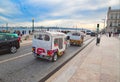 Famous Tuk Tuk transportation, a convenient way to see narrow streets of Lisboa Royalty Free Stock Photo