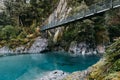 Famous turist attraction - Blue Pools, Haast Pass, New Zealand, South Island Royalty Free Stock Photo