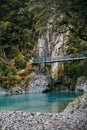 Famous turist attraction - Blue Pools, Haast Pass, New Zealand, South Island Royalty Free Stock Photo