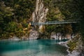 Famous turist attraction - Blue Pools, Haast Pass, New Zealand, South Island Royalty Free Stock Photo