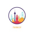 Famous Turkey landmarks silhouette. Royalty Free Stock Photo