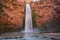 Famous Turquoise Mooney Falls waterfall in Grand Canyon Royalty Free Stock Photo