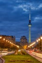 The famous TV Tower of Berlin at night Royalty Free Stock Photo