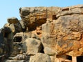 A famous two-storied Cave curved out of yellow sand stones in Udaygiri Hill