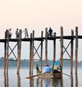 Famous U Bein teak bridge on Taungthaman lake in Mandalay Division, Myanmar