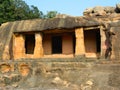 Famous Udaygiri Caves curved out of yellow sand stones Royalty Free Stock Photo