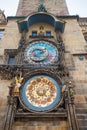 Prague, Czech Republic. Famous and unique medieval Astronomical Clock Royalty Free Stock Photo