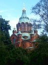 Famous Uspenski eastern orthodox church in Helsinki, Finland