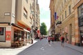 Famous Vaci Street in downtown in Budapest, Hungary Royalty Free Stock Photo
