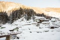 A famous valley hot spring covered in snow at Yamanouchi in Nagano. Royalty Free Stock Photo