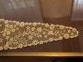 Famous venetian lace. Burano lace museum exhibit