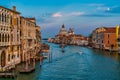 Famous view of Basilica di Santa Maria della Salute and grand canal from Accademia Bridge, Venice, Italy Royalty Free Stock Photo