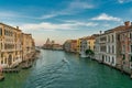 Famous view of Basilica di Santa Maria della Salute and grand canal from Accademia Bridge, Venice, Italy Royalty Free Stock Photo