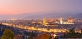 Famous view of Florence at gorgeous sunset, Italy Royalty Free Stock Photo