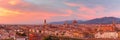 Famous view of Florence at gorgeous sunset, Italy Royalty Free Stock Photo