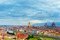 Famous view of Florence at night, Italy Royalty Free Stock Photo