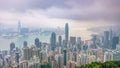 The famous view of Hong Kong from Victoria Peak night to day timelapse. Taken before sunrise with colorful clouds over Royalty Free Stock Photo