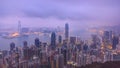 The famous view of Hong Kong from Victoria Peak night to day timelapse. Royalty Free Stock Photo