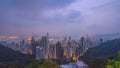 The famous view of Hong Kong from Victoria Peak night to day timelapse. Royalty Free Stock Photo