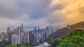 The famous view of Hong Kong from Victoria Peak timelapse. Taken at sunrise while the sun climbs over Kowloon Bay. Royalty Free Stock Photo
