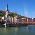 Famous view of Lyon city Royalty Free Stock Photo