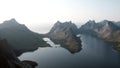 Famous view not far from Reinebringen. Lofoten islands