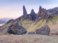 Famous view over Old Man of Storr in Scotland. Popular exposed rocks