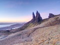 Famous view over Old Man of Storr in Scotland. Popular exposed rocks