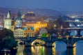 Famous View of Prague, bridges and landmarks