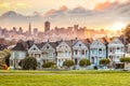 Famous view of San Francisco at Alamo Square