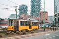 Famous vintage tram, Milan, Italy