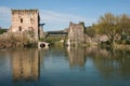 The famous Visconteo bridge on the Borghetto sul Mincio medieval village, Italy Royalty Free Stock Photo