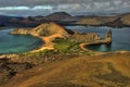 The famous volcanic landscape of Bartolome Island and Pinnacle Rock, Galapagos Royalty Free Stock Photo