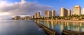 Famous Waikiki Beach at sunset, Oahu Royalty Free Stock Photo