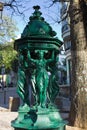 Famous Wallace public drinking fountain (1872) in Paris, France