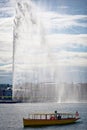 The famous water jet in the Geneva harbor