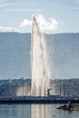 The famous water jet in the Geneva harbor