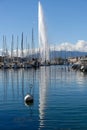 The famous water jet in the Geneva harbor