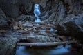 Famous waterfall of Purgatory located in the town of Rascafria in Guadarrama mountain range, Madrid, Spain